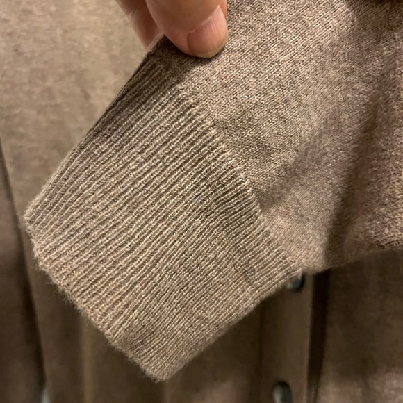 Eddie Bauer Women’s M Cotton Cashmere Tan Button Front Long Cardigan, Pockets - Picture 6 of 8